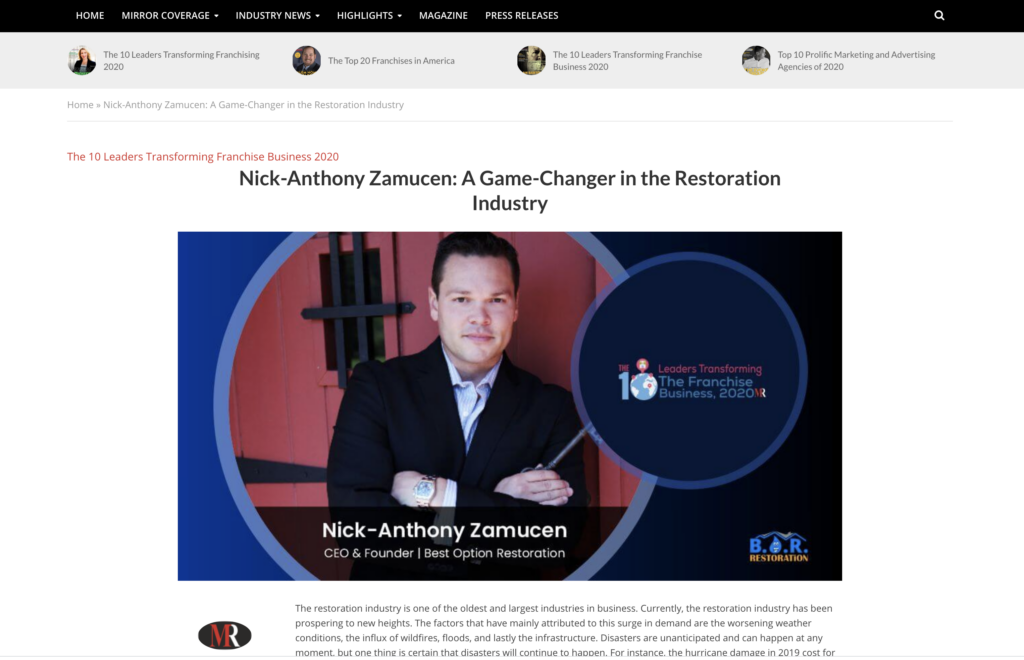 Interview in Mirror Review with Nick-Anthony Zamucen